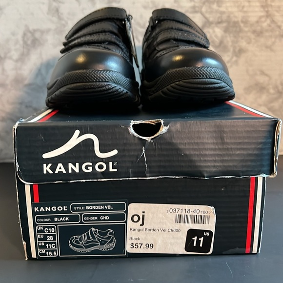 Kangol Shoes Toddler Size 11 Black Leather Velcro‎ Closure Borden Val - Picture 2 of 8